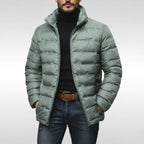 Armin | Men's Quilted Jacket with Modern Design, Warming Autumn Jacket | Bella Blue | Grey