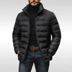 Armin | Men's Quilted Jacket with Modern Design, Warming Autumn Jacket | Bella Blue | Grey