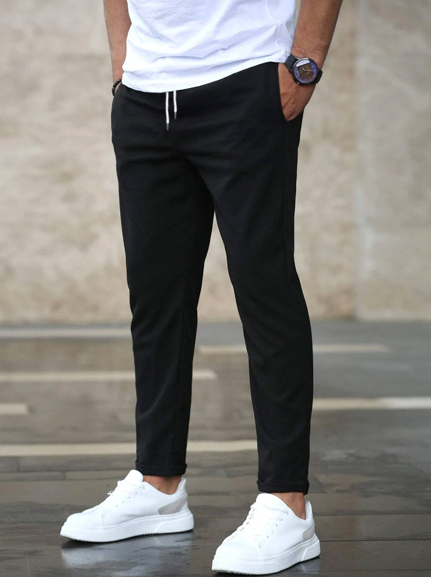 Arthur | Men's Stretch Comfort Trousers, Modern Everyday Trousers | Bella Blue | Black