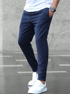 Arthur | Men's Stretch Comfort Trousers, Modern Everyday Trousers | Bella Blue | Marine Blue