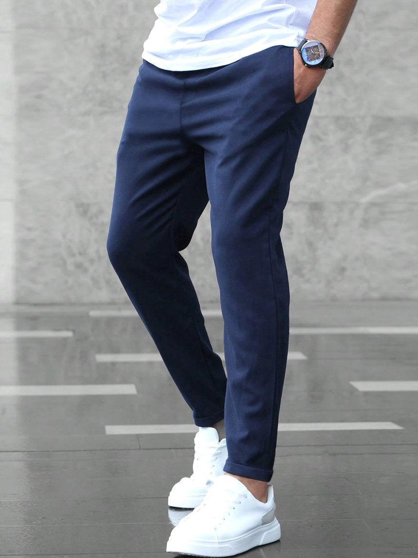 Arthur | Men's Stretch Comfort Trousers, Modern Everyday Trousers | Bella Blue | Marine Blue