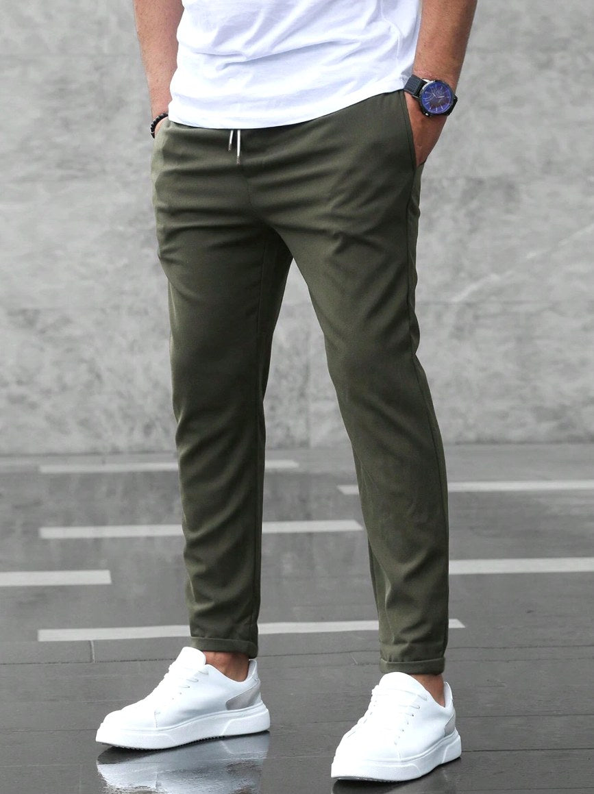 Arthur | Men's Stretch Comfort Trousers, Modern Everyday Trousers | Bella Blue | Army Green