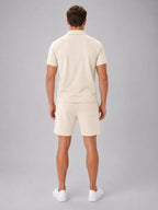Ashley | Men's Zip Polo Shirt and Shorts Set, Relaxed Two-Piece Set | Bella Blue | Blue