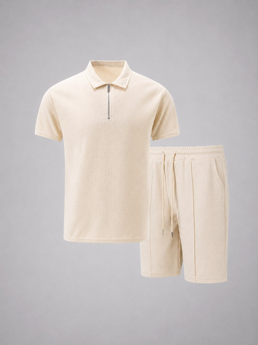 Ashley | Men's Zip Polo Shirt and Shorts Set, Relaxed Two-Piece Set | Bella Blue
