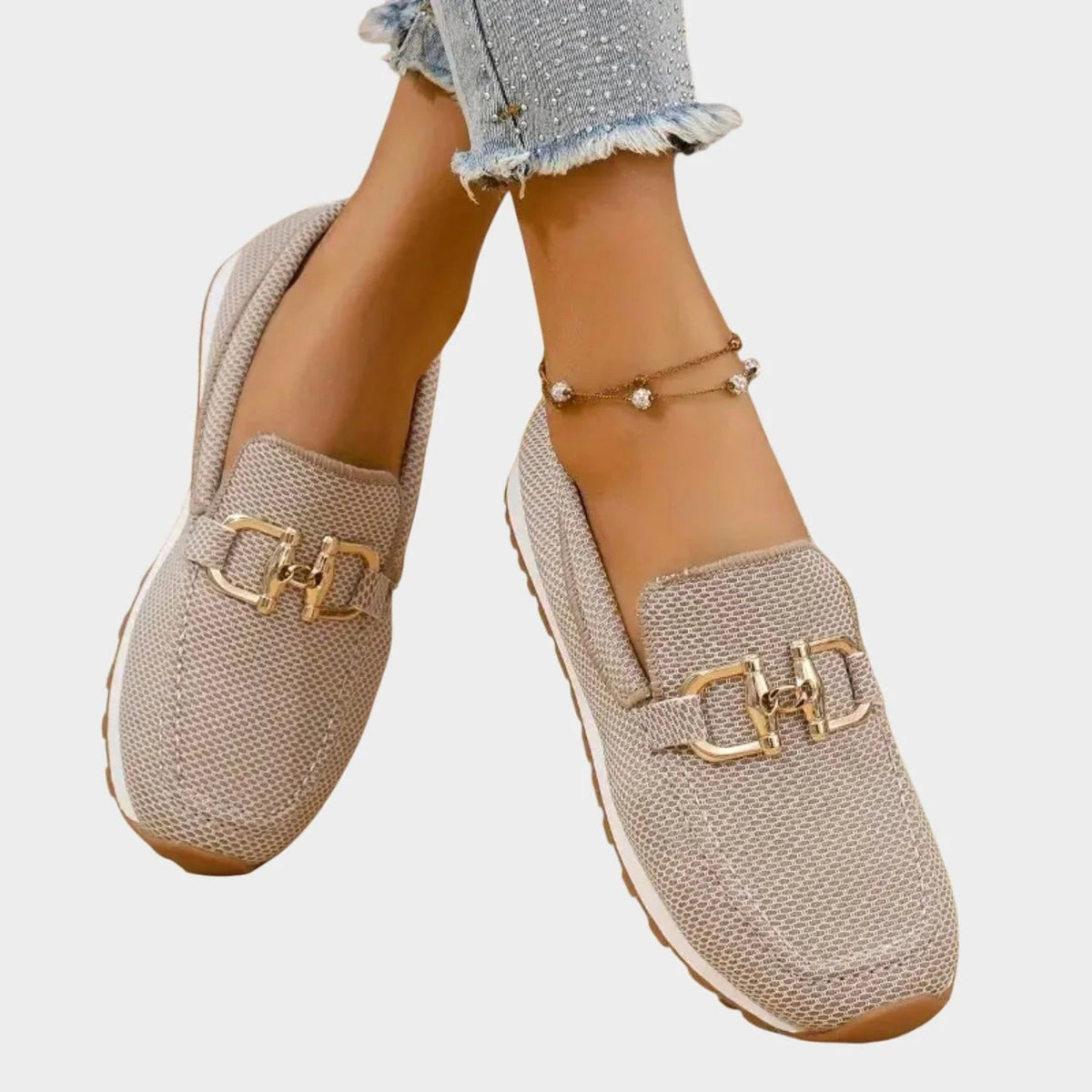 Aubrey | Women's Slip-On Loafer Sneakers, Woven Hybrid Trainers | Bella Blue
