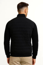 Austin | Men's Quilted Hybrid Jacket, Knitted Sleeves Autumn Jacket | Bella Blue | Navy