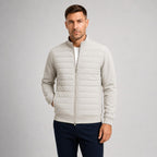Austin | Men's Quilted Hybrid Jacket, Knitted Sleeves Autumn Jacket | Bella Blue