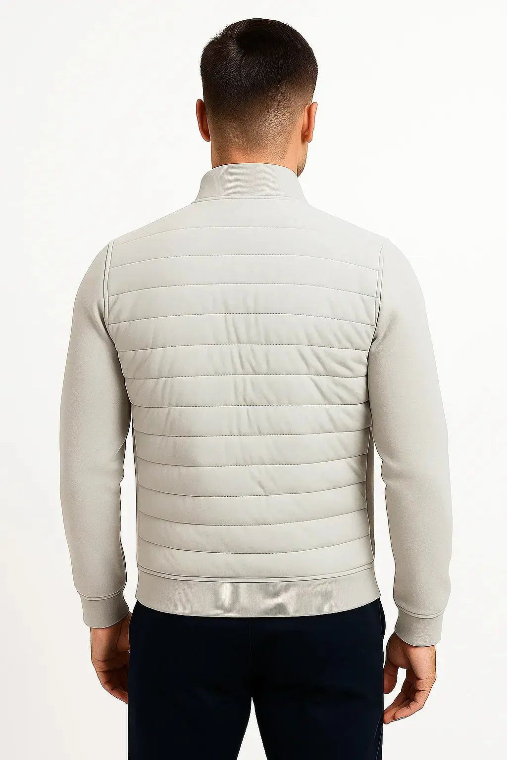 Austin | Men's Quilted Hybrid Jacket, Knitted Sleeves Autumn Jacket | Bella Blue