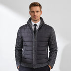 Austin | Men's Zip-Through Cardigan, Quilted Front Autumn Cardigan | Bella Blue
