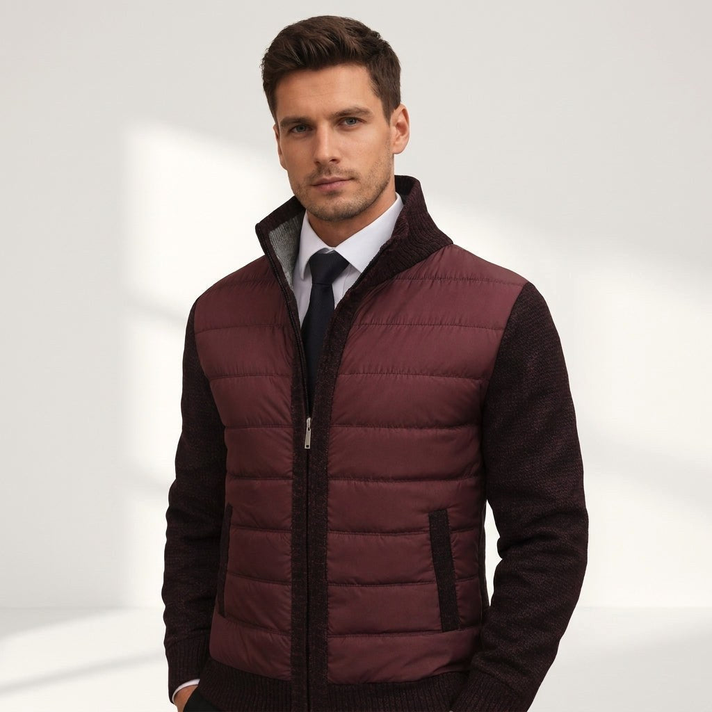 Austin | Men's Zip-Through Cardigan, Quilted Front Autumn Cardigan | Bella Blue