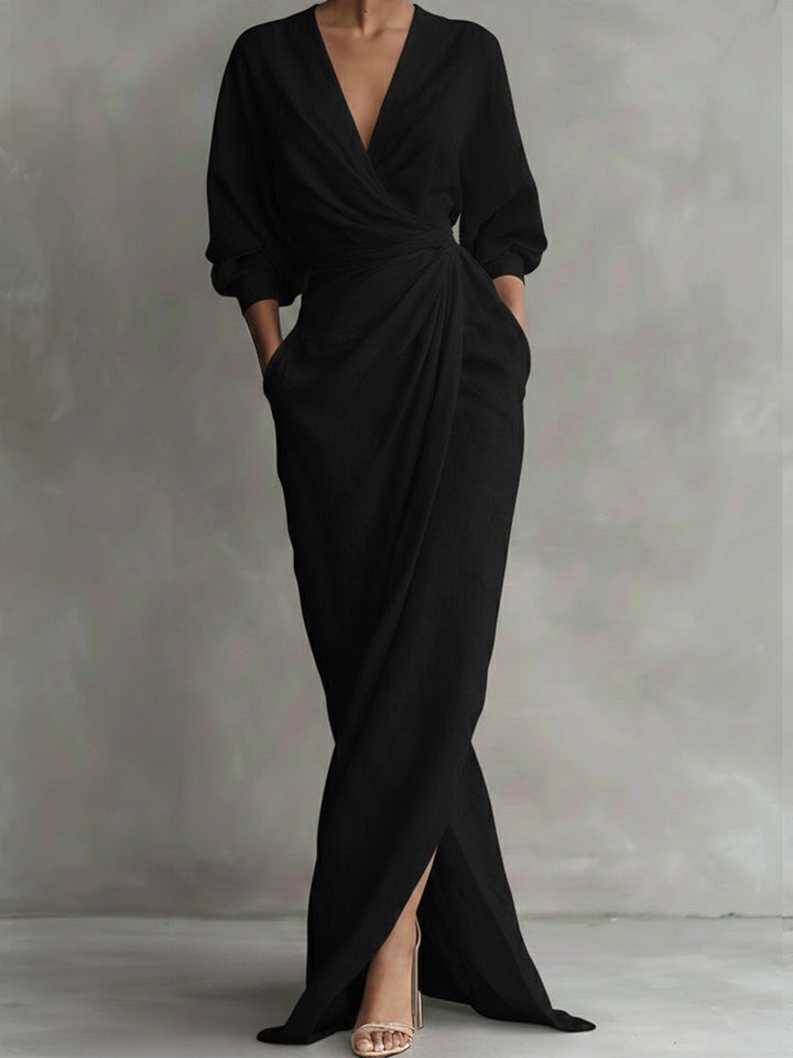 Avalyn | Women's Elegant Midi Dress - Black