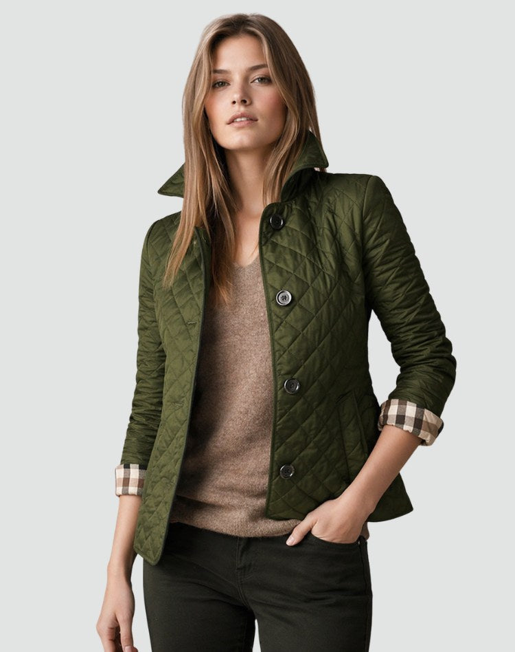 Avery | Women's Quilted Button-Front Jacket, Lightweight Mid-Season Coat | Bella Blue