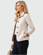 Avery | Women's Quilted Button-Front Jacket, Lightweight Structured Coat | Bella Blue | Green