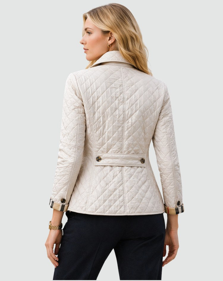 Avery | Women's Quilted Button-Front Jacket, Lightweight Structured Coat | Bella Blue