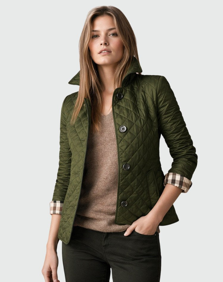 Avery | Women's Quilted Button-Front Jacket, Lightweight Structured Coat | Bella Blue
