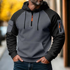 Bastian | Men's Jumper with Zip, Sporty Knit Jumper | Bella Blue | Black
