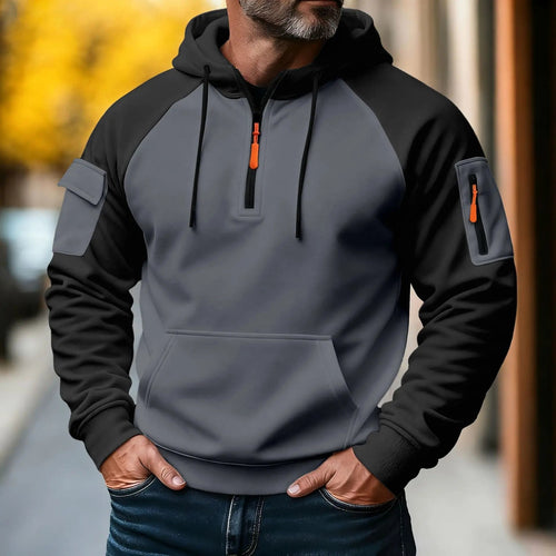Bastian | Men's Jumper with Zip, Sporty Knit Jumper | Bella Blue | Black