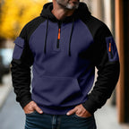 Bastian | Men's Jumper with Zip, Sporty Knit Jumper | Bella Blue | Black