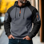 Bastian | Men's Jumper with Zip, Sporty Knit Jumper | Bella Blue | Black