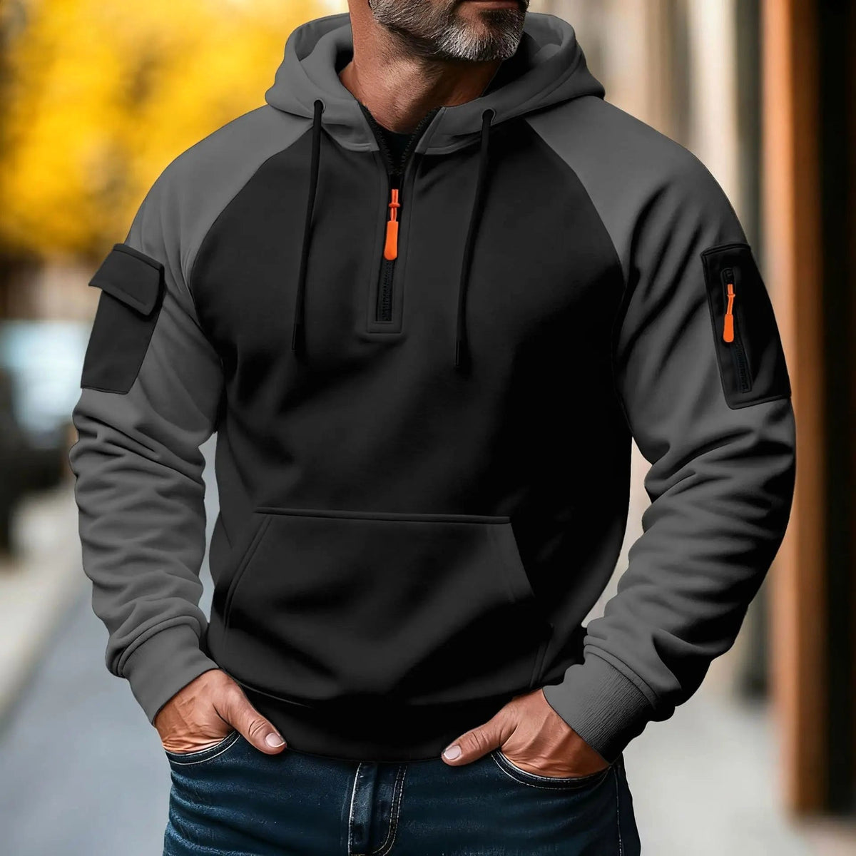 Bastian | Men's Jumper with Zip, Sporty Knit Jumper | Bella Blue | Dark Blue