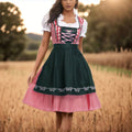Beatrice | Women's Dirndl Check Dress, Short Puff Sleeve Bavarian Dress | Bella Blue