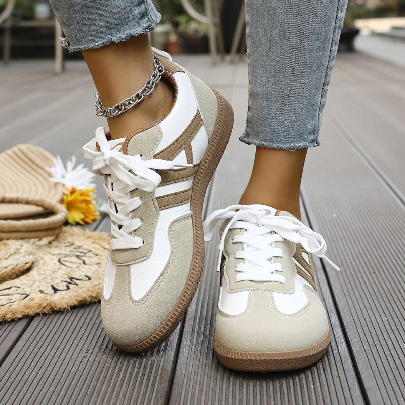 Beatrice | Women's Orthopaedic Slip-On Trainers, Cushioned Walking Shoes | Bella Blue | Khaki & White