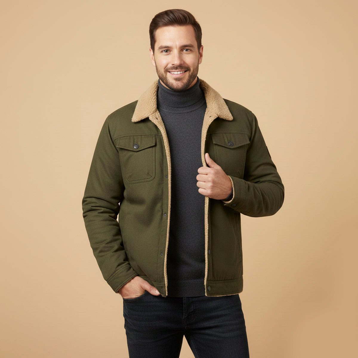 Beckett | Men's Fleece-Lined Winter Coat, Warm Outdoor Coat | Bella Blue