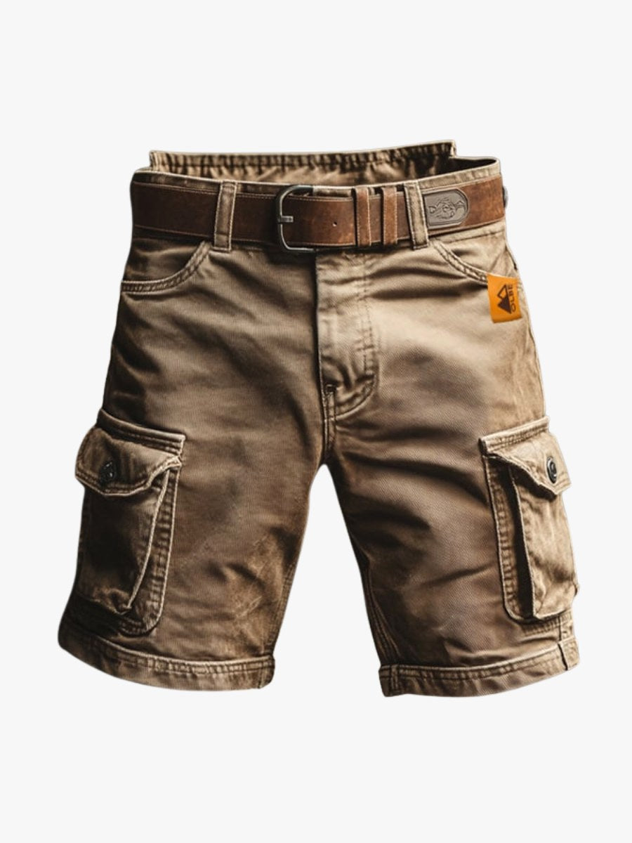 Benedict | Men's Vintage Cargo Shorts, Relaxed-Fit Utility Shorts | Bella Blue | Brown