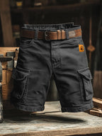 Benedict | Men's Vintage Cargo Shorts, Relaxed-Fit Utility Shorts | Bella Blue