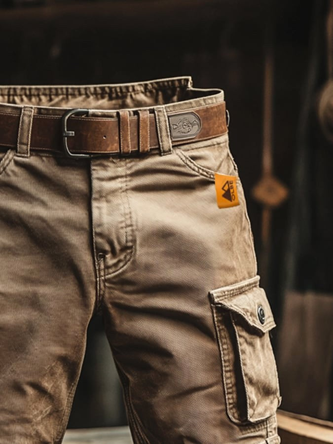 Benedict | Men's Vintage Cargo Shorts, Relaxed-Fit Utility Shorts | Bella Blue