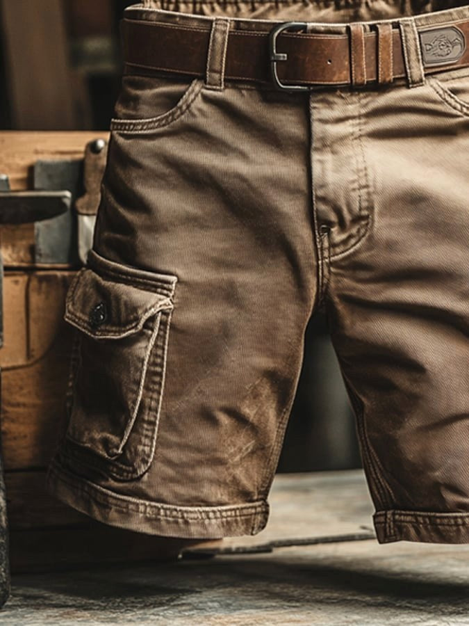 Benedict | Men's Vintage Cargo Shorts, Relaxed-Fit Utility Shorts | Bella Blue