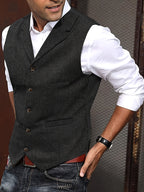 Benedikt | Men's Wool-Blend Waistcoat, Classic Knit Waistcoat | Bella Blue | Bordeaux Red