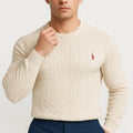 Benjamin | Men's Cable-Knit Jumper, Classic Textured Crew Neck Jumper | Bella Blue