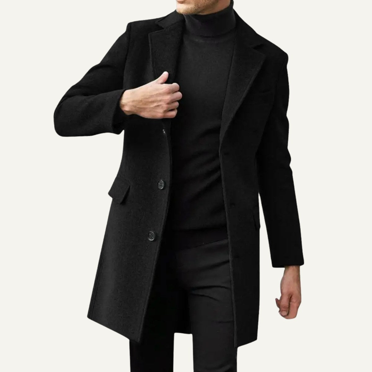 Bennett | Men's Single-Breasted Wool Blend Overcoat, Tailored Autumn Coat | Bella Blue