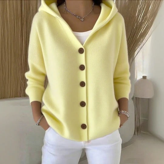 Berenice | Women's Long Sleeve Hooded Cardigan, A-Line Knit Cardigan | Bella Blue | Pink