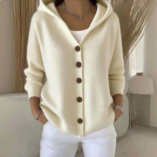 Berenice | Women's Long Sleeve Hooded Cardigan, A-Line Knit Cardigan | Bella Blue | Green