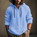 Bernd | Men's Hoodie with Relaxed Cut, Modern Hooded Sweatshirt | Bella Blue | White
