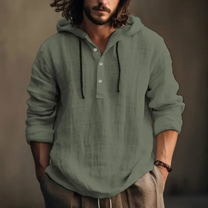 Bernd | Men's Hoodie with Relaxed Cut, Modern Hooded Sweatshirt | Bella Blue | White