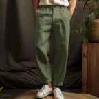 Bernhard | Men's Linen Trousers, Relaxed Cut, Casual Trousers | Bella Blue | Beige