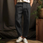 Bernhard | Men's Linen Trousers, Relaxed Cut, Casual Trousers | Bella Blue | Beige