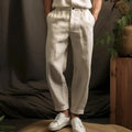 Bernhard | Men's Linen Trousers, Relaxed Cut, Casual Trousers | Bella Blue | Beige
