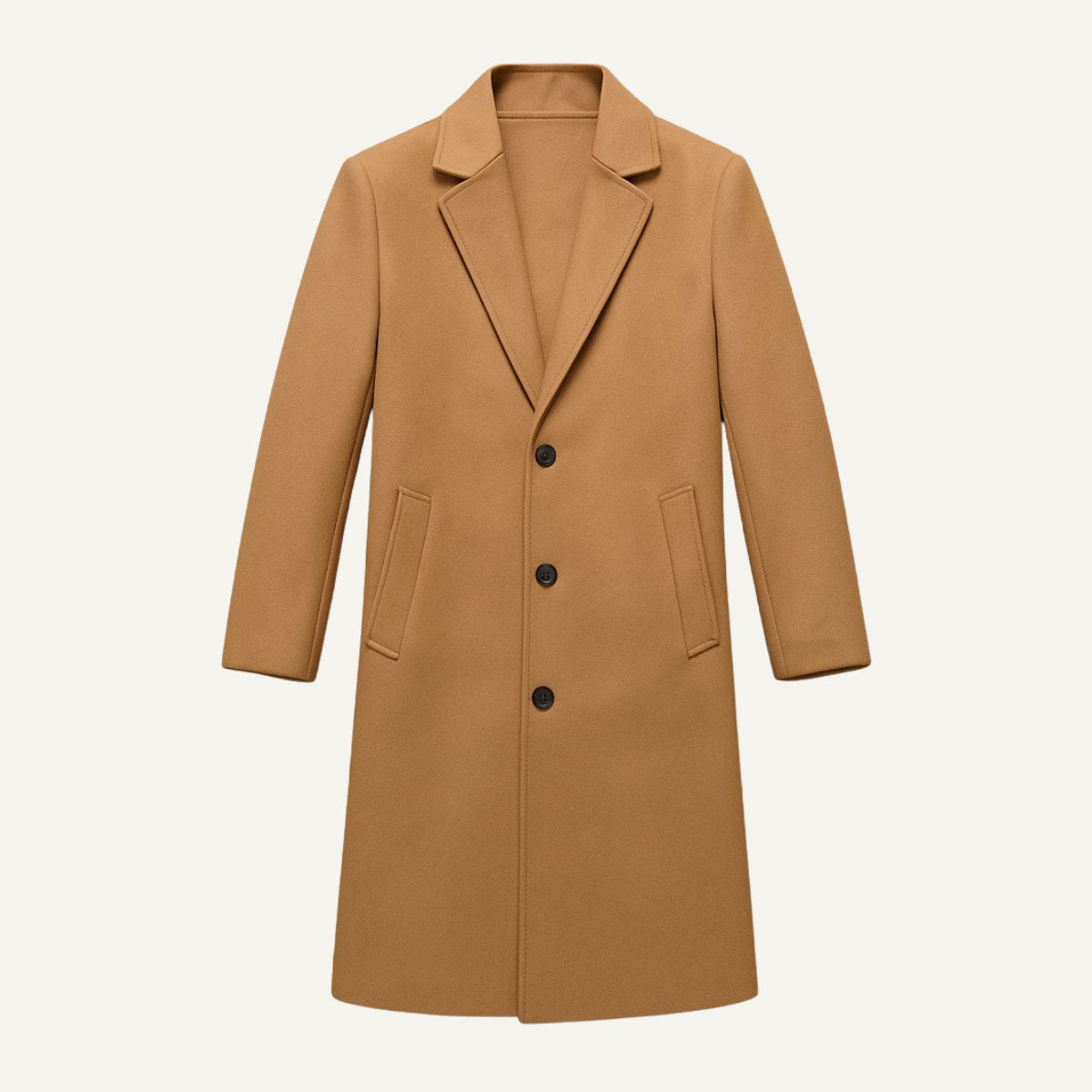 Brandon | Men's Classic Wool Overcoat, Tailored Autumn Coat | Bella Blue | Khaki
