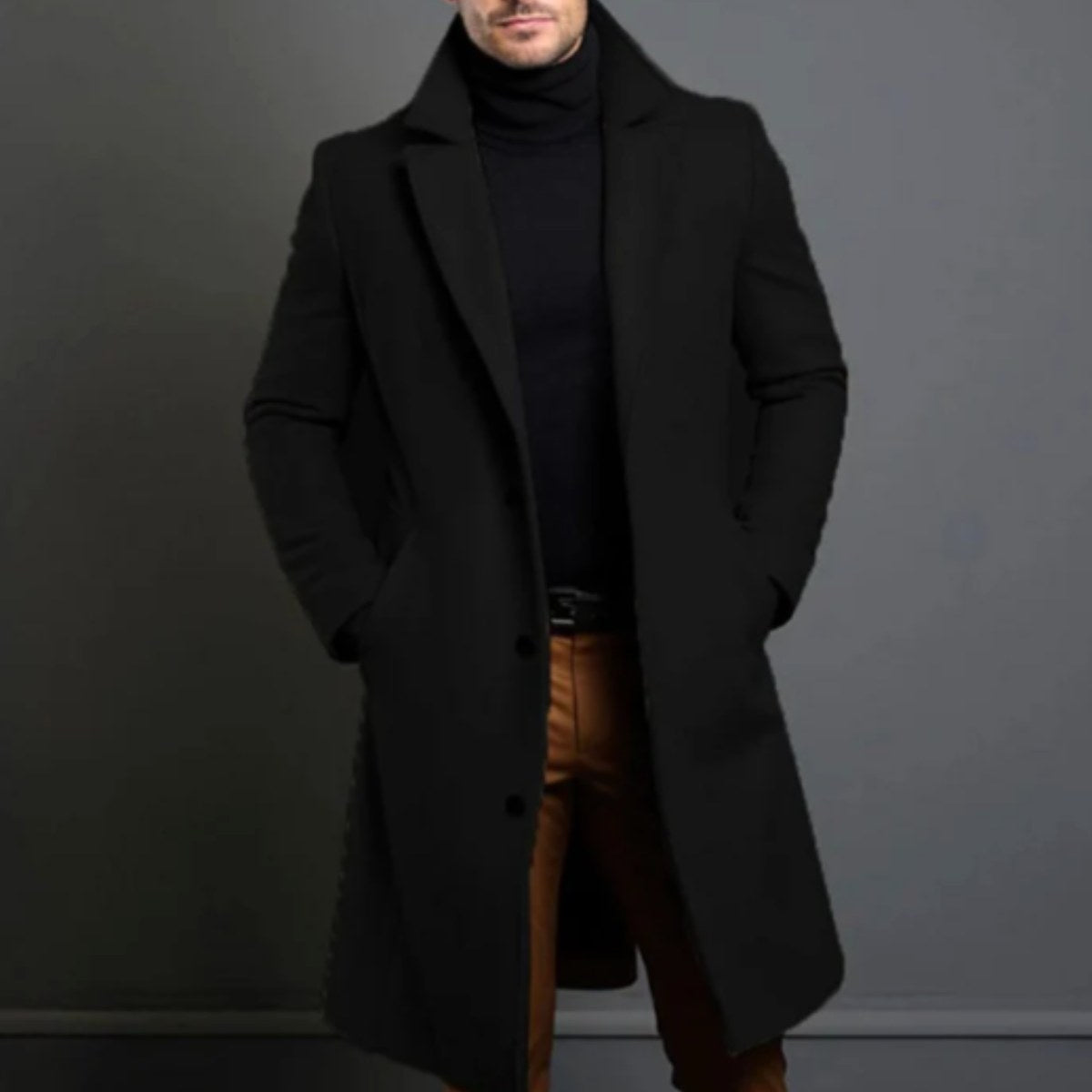 Brandon | Men's Classic Wool Overcoat, Tailored Autumn Coat | Bella Blue