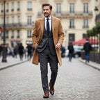 Brandon | Men's Classic Wool Overcoat, Tailored Autumn Coat | Bella Blue
