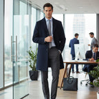 Brandon | Men's Classic Wool Overcoat, Tailored Autumn Coat | Bella Blue
