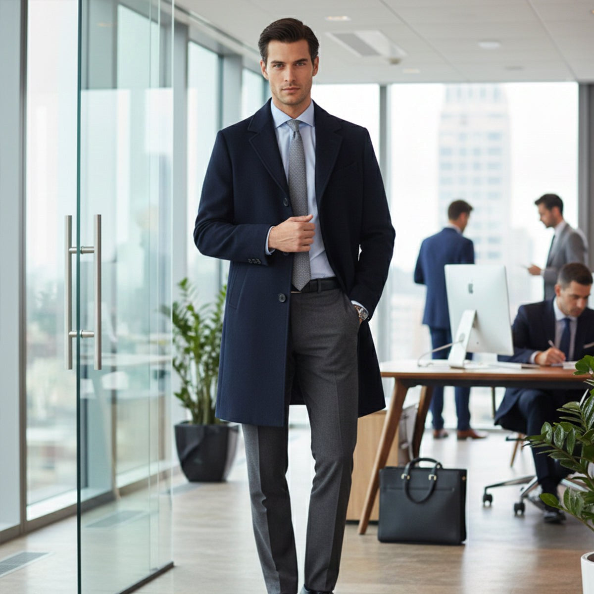 Brandon | Men's Classic Wool Overcoat, Tailored Autumn Coat | Bella Blue