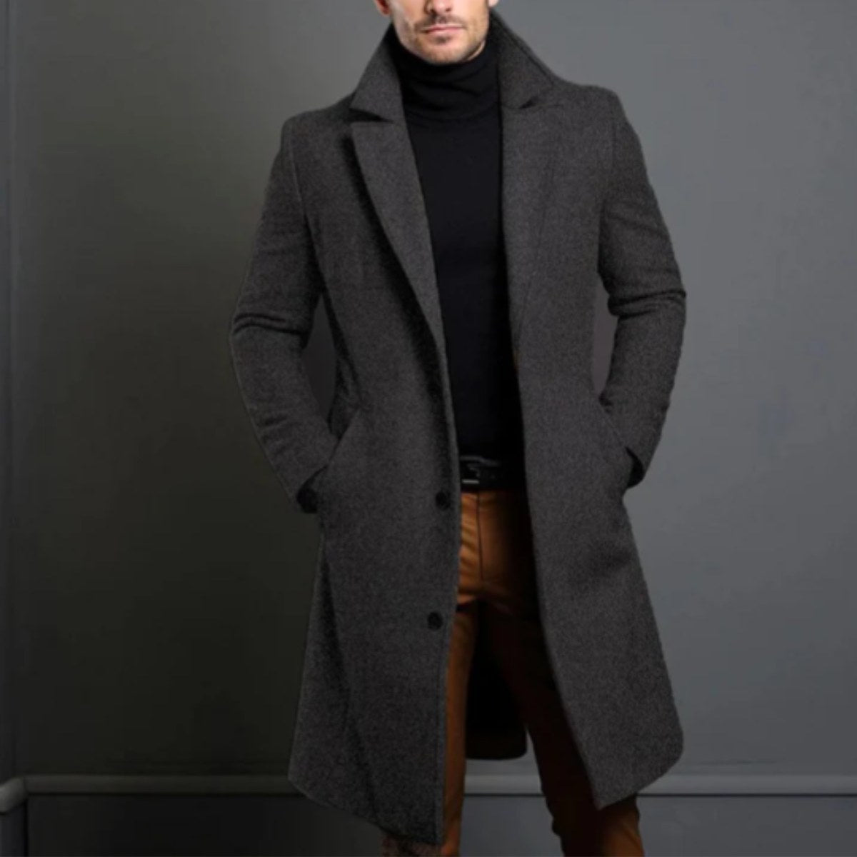 Brandon | Men's Classic Wool Overcoat, Tailored Autumn Coat | Bella Blue