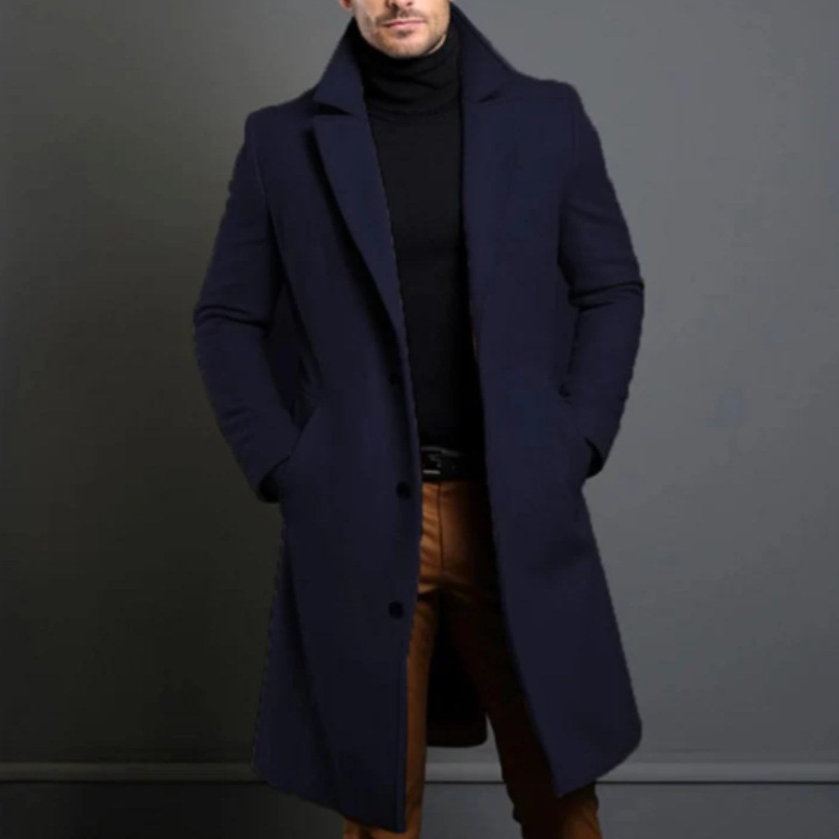 Brandon | Men's Classic Wool Overcoat, Tailored Autumn Coat | Bella Blue