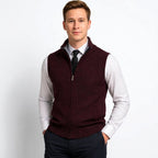 Brandon | Men's Sleeveless Zip Cardigan, Smart Casual Gilet | Bella Blue