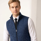 Brandon | Men's Sleeveless Zip Cardigan, Smart Casual Gilet | Bella Blue
